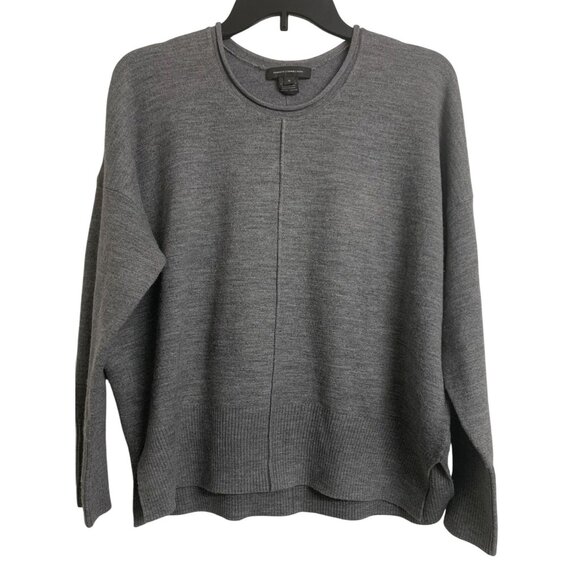 French Connection S Knit Cozy Winter Minimalist Pullover Sweater Oversized Gray - Picture 1 of 7